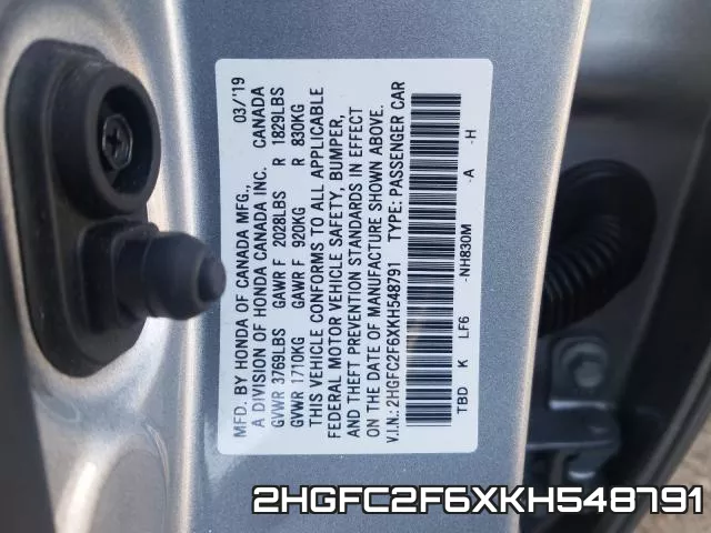 2HGFC2F6XKH548791 фото 2