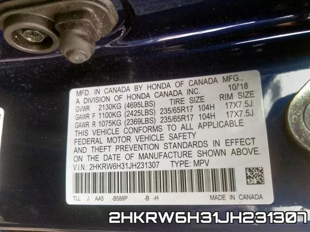 2HKRW6H31JH231307 фото 2
