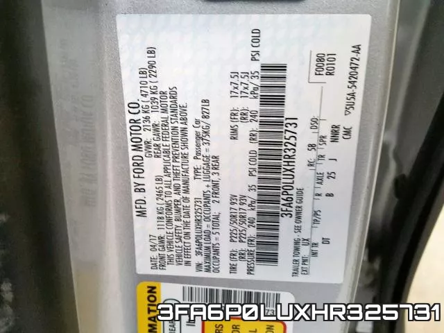 3FA6P0LUXHR325731 фото 2