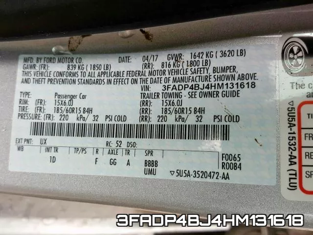 3FADP4BJ4HM131618 фото 2