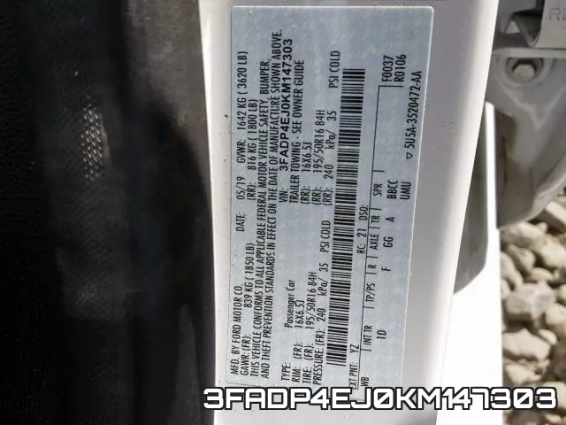 3FADP4EJ0KM147303 фото 2