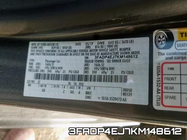 3FADP4EJ7KM148612 фото 2