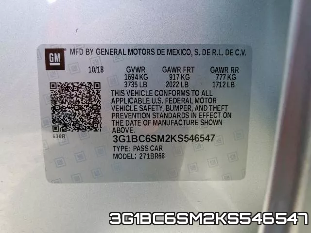 3G1BC6SM2KS546547 фото 2