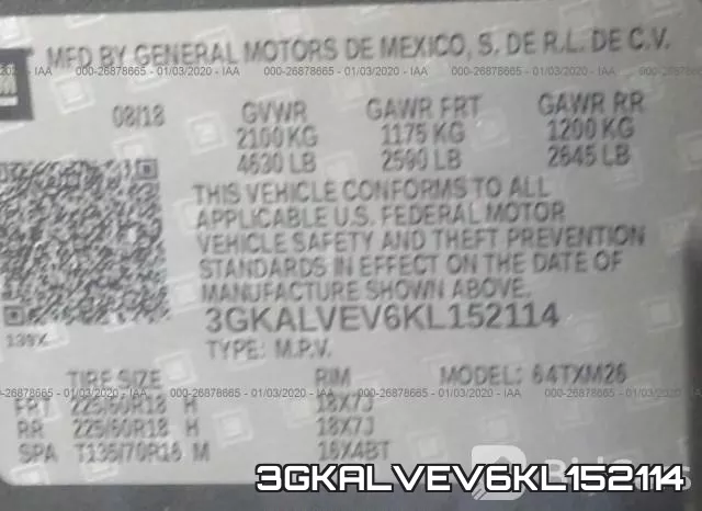 3GKALVEV6KL152114 фото 10