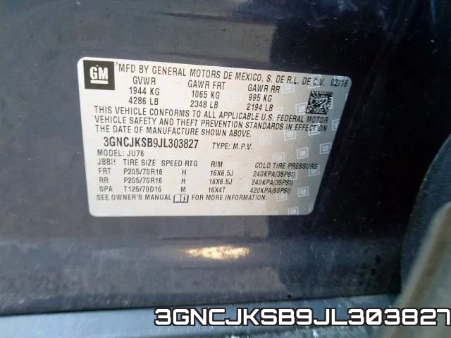 3GNCJKSB9JL303827 фото 2