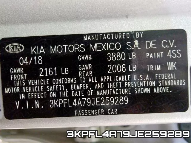 3KPFL4A79JE259289 фото 2