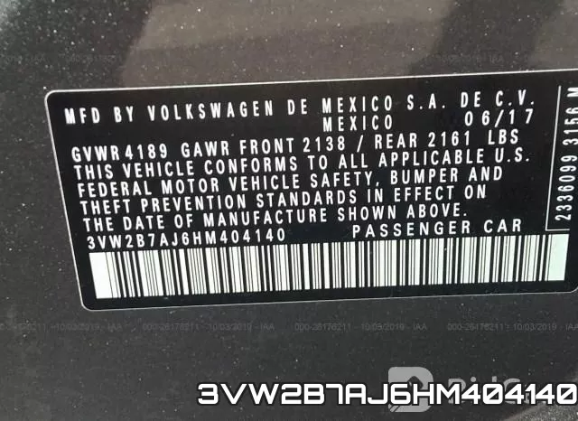 3VW2B7AJ6HM404140 фото 10