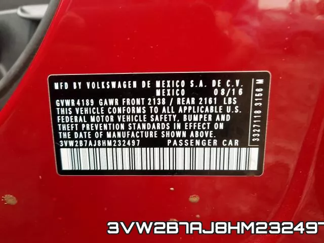 3VW2B7AJ8HM232497 фото 2