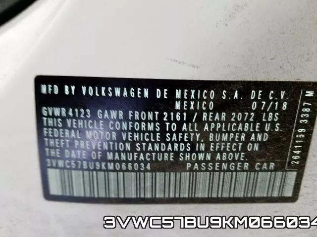 3VWC57BU9KM066034 фото 2