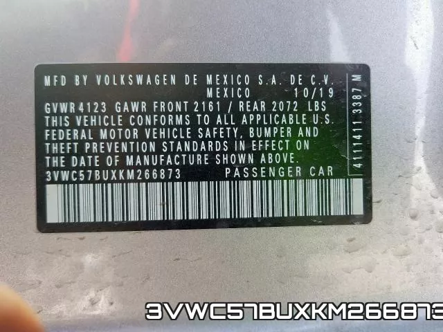 3VWC57BUXKM266873 фото 2