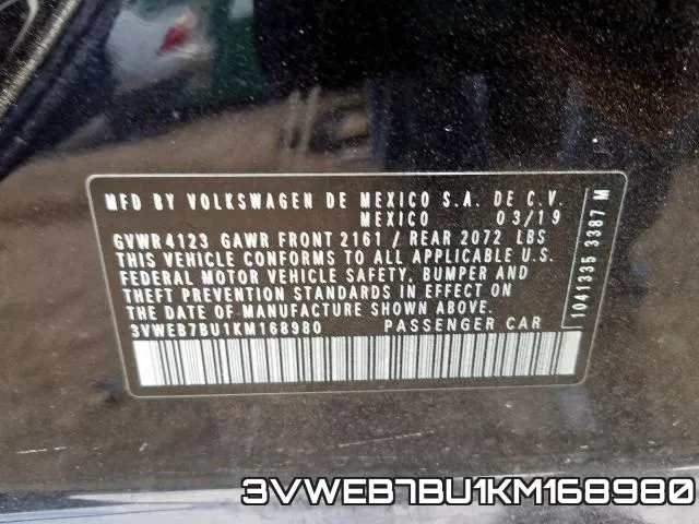 3VWEB7BU1KM168980 фото 2
