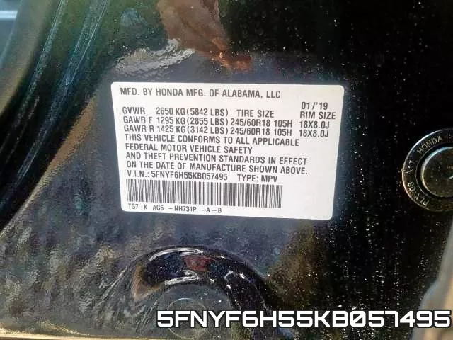 5FNYF6H55KB057495 фото 2