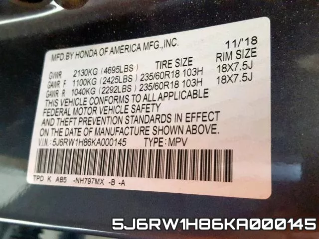 5J6RW1H86KA000145 фото 2