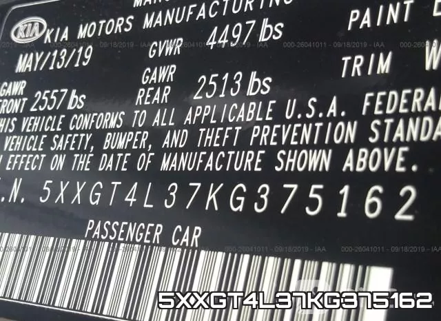 5XXGT4L37KG375162 фото 10