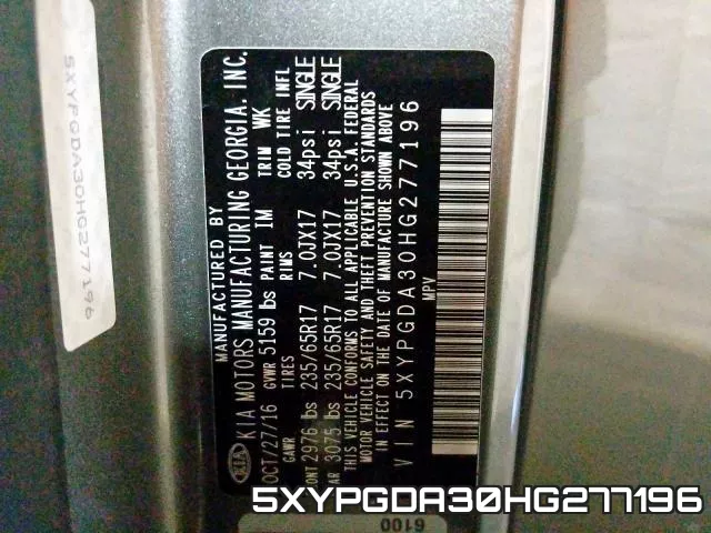 5XYPGDA30HG277196 фото 2
