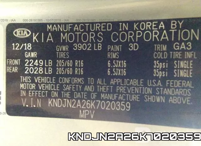 KNDJN2A26K7020359 фото 10