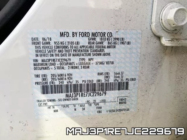 MAJ3P1RE7JC229679 фото 2
