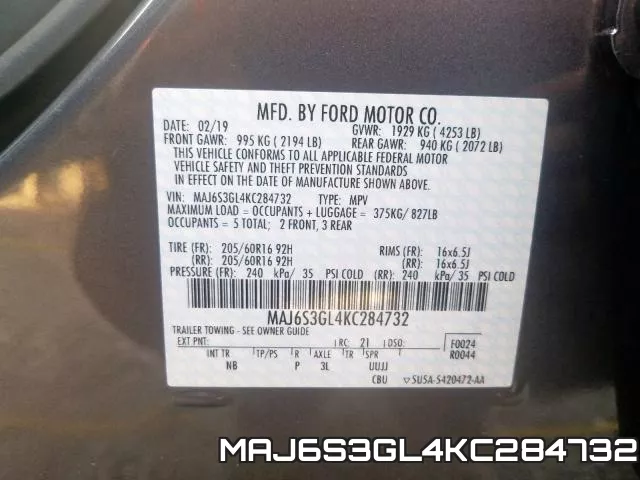 MAJ6S3GL4KC284732 фото 2