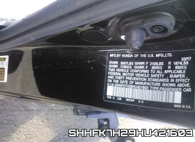 SHHFK7H29HU421603 фото 10