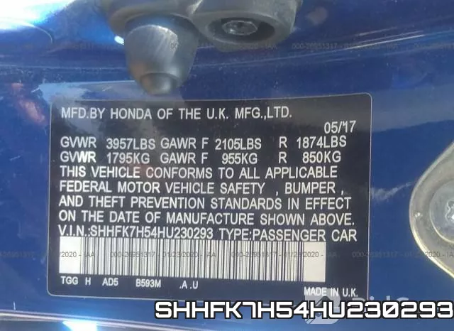 SHHFK7H54HU230293 фото 10