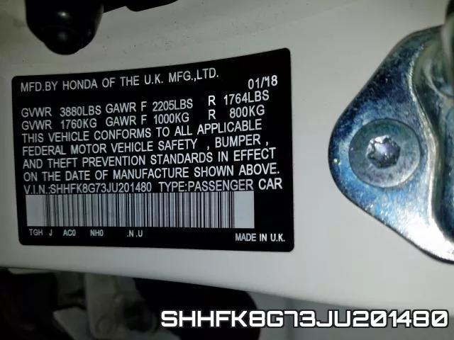 SHHFK8G73JU201480 фото 2
