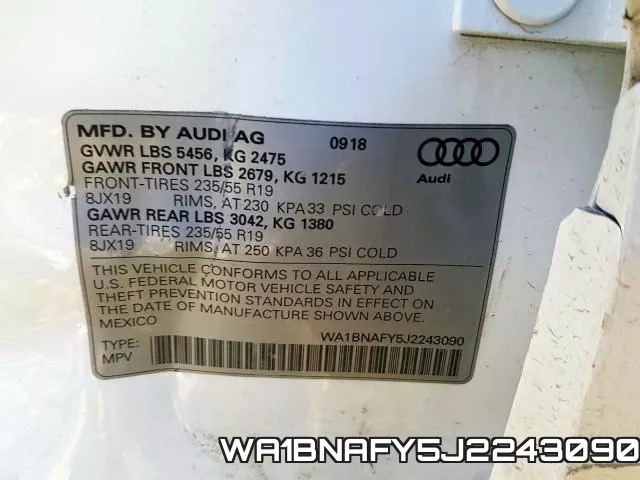 WA1BNAFY5J2243090 фото 2