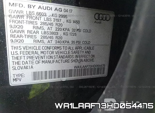 WA1LAAF73HD054475 фото 10