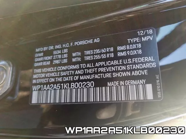 WP1AA2A51KLB00230 фото 2