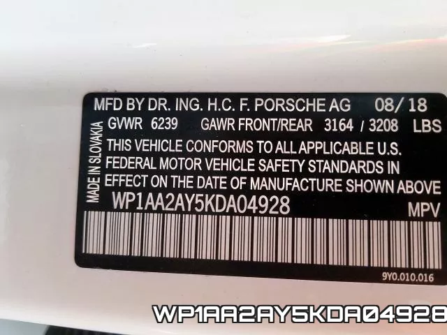 WP1AA2AY5KDA04928 фото 2