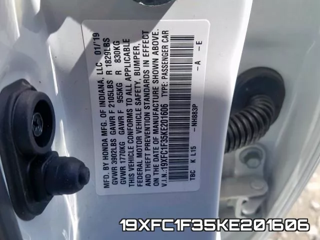 19XFC1F35KE201606 фото 2