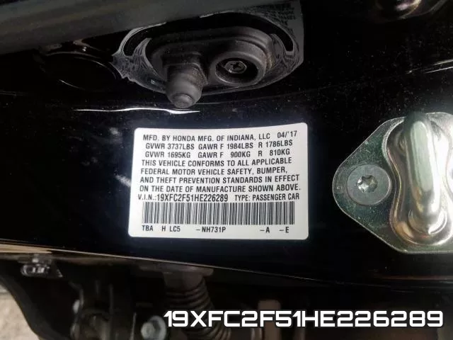 19XFC2F51HE226289 фото 2