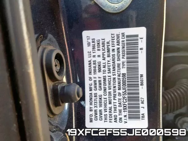19XFC2F55JE000598 фото 2