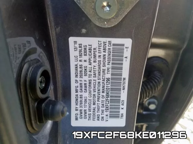 19XFC2F68KE011296 фото 2