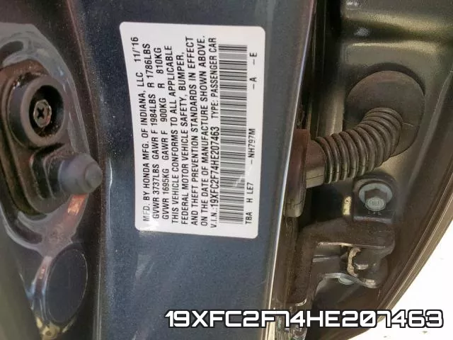 19XFC2F74HE207463 фото 2