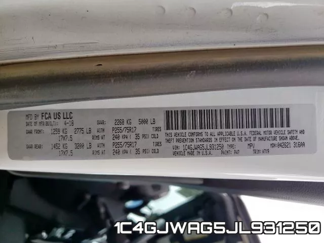 1C4GJWAG5JL931250 фото 2