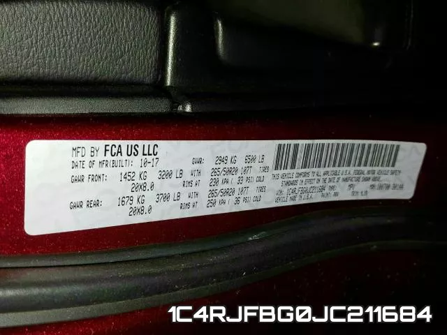 1C4RJFBG0JC211684 фото 2