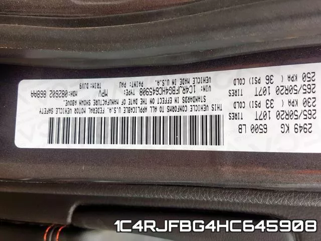 1C4RJFBG4HC645908 фото 2