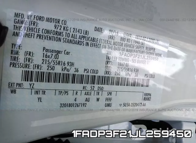 1FADP3F21JL259450 фото 10