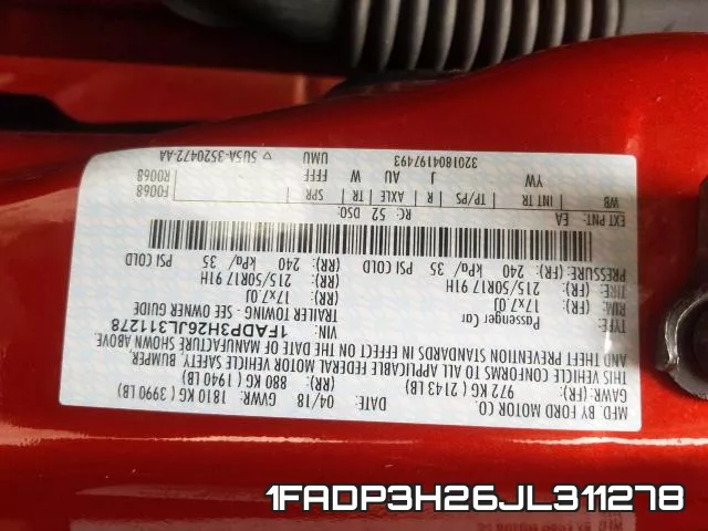 1FADP3H26JL311278 фото 2