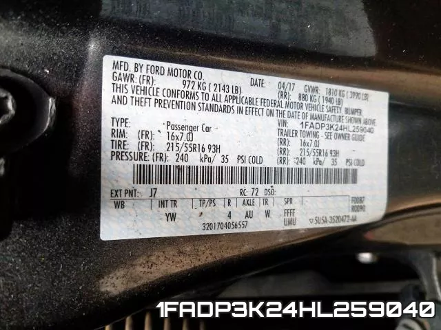 1FADP3K24HL259040 фото 2
