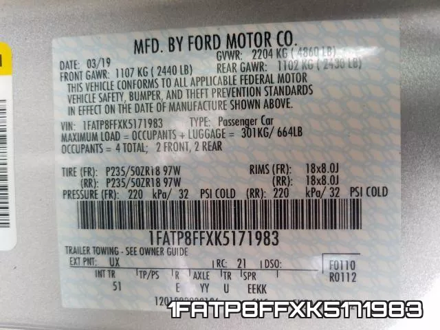 1FATP8FFXK5171983 фото 2