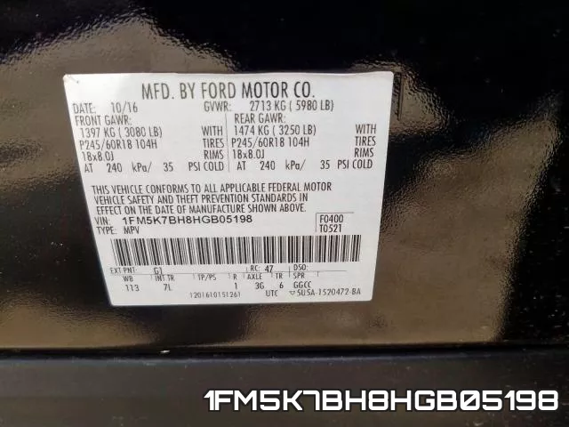 1FM5K7BH8HGB05198 фото 2
