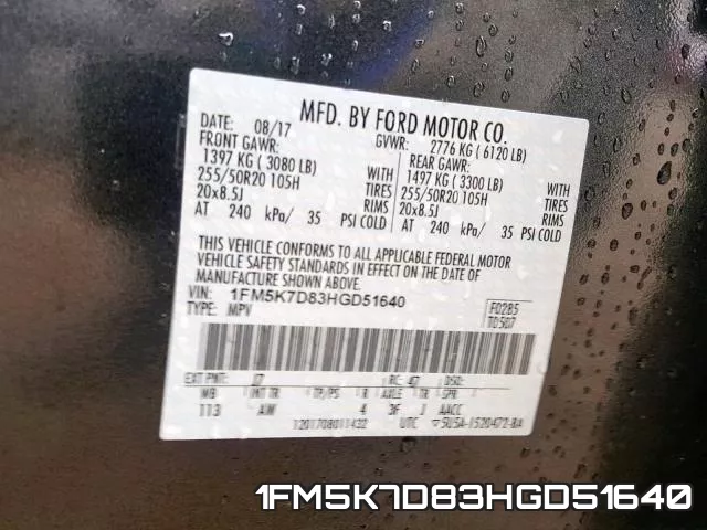1FM5K7D83HGD51640 фото 2