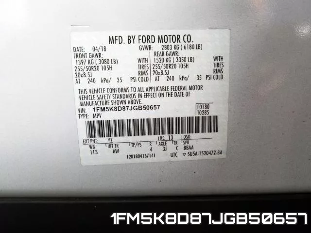 1FM5K8D87JGB50657 фото 2