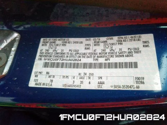 1FMCU0F72HUA02824 фото 2