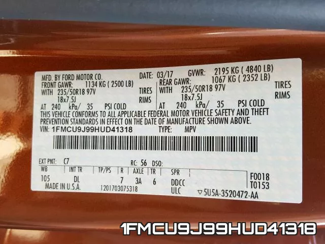 1FMCU9J99HUD41318 фото 2