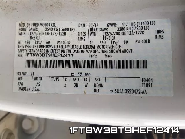 1FT8W3BT9HEF12414 фото 2