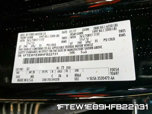 1FTEW1E89HFB22731 фото 2
