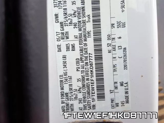 1FTEW1EF1HKD87777 фото 2