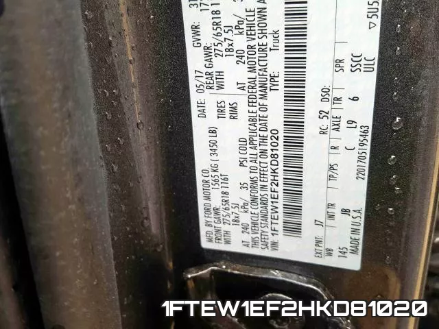 1FTEW1EF2HKD81020 фото 2